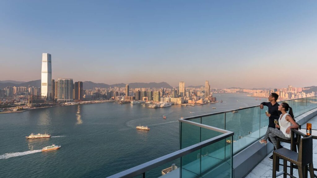 Uitzicht op het Four Seasons Hotel Hong Kong